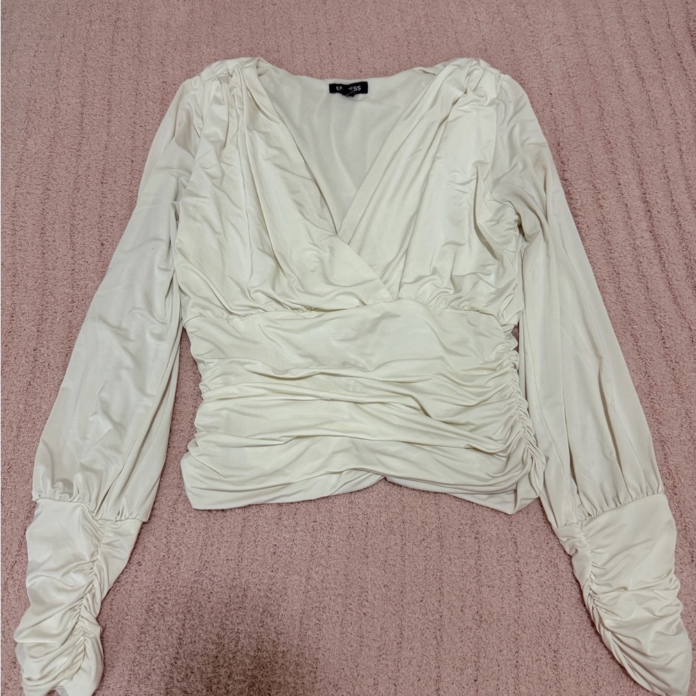 Express Cream Ruched Blouse